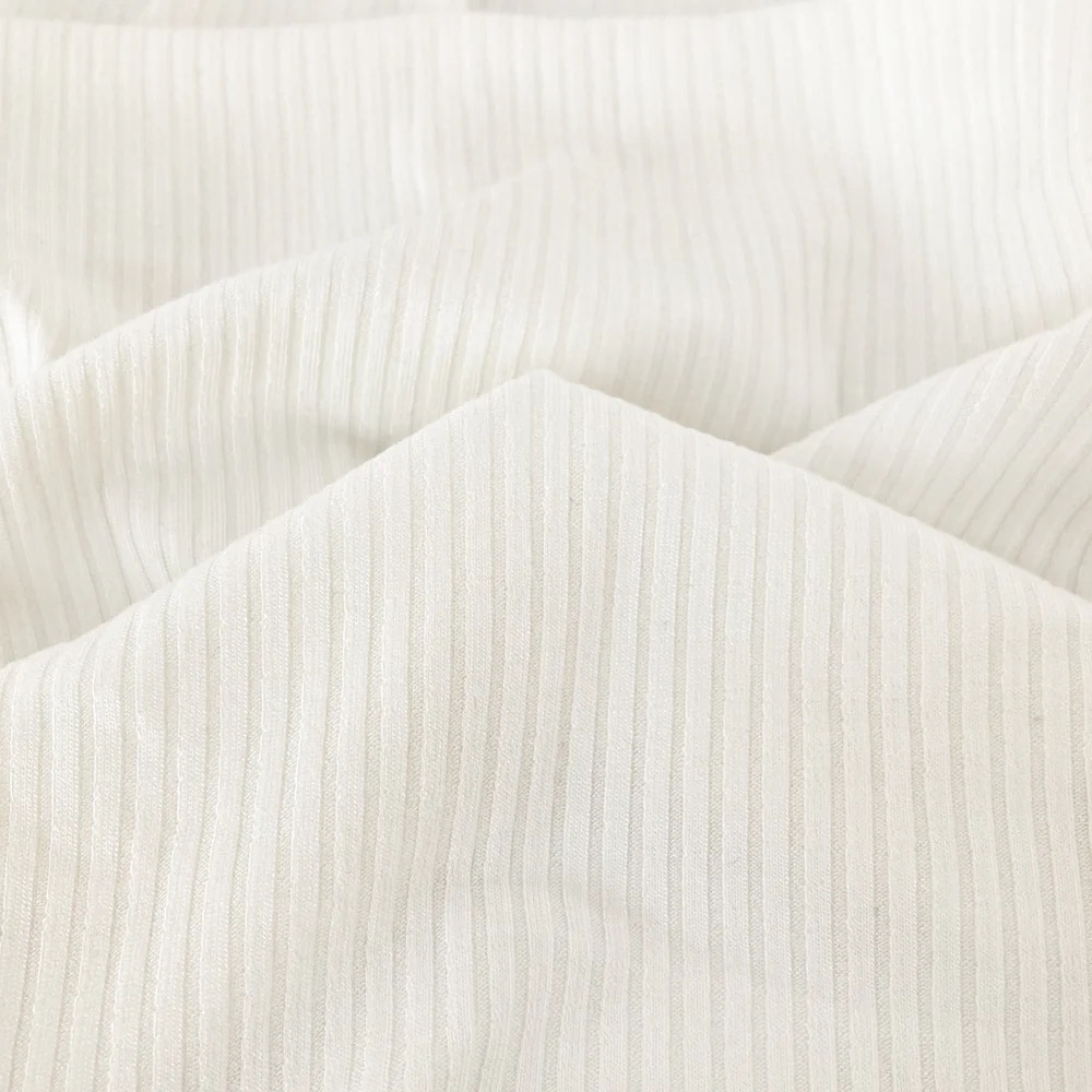 BLACKBIRD FABRICS - MEDIUM WEIGHT BAMBOO RIB KNIT - IVORY - 0.7m